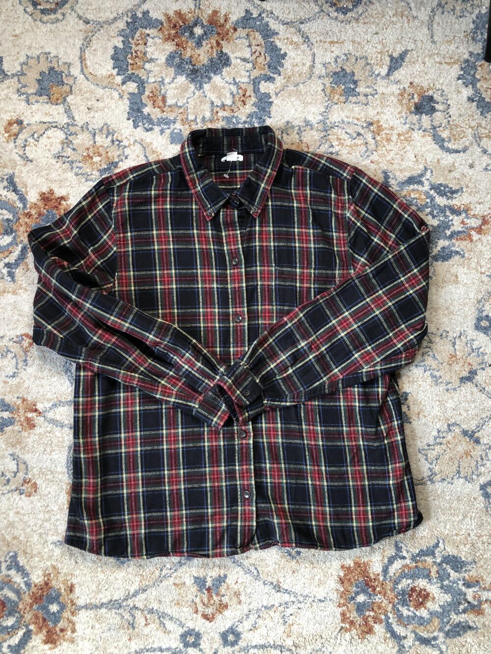 L.L.Bean Shirt Mens Extra Large Black Red Plaid Flannel Button Down Long Sleeve
